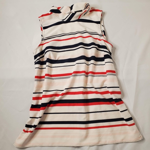 Ann Taylor Factory Mock Neck Sleeveless Stripe Top - Picture 2 of 6